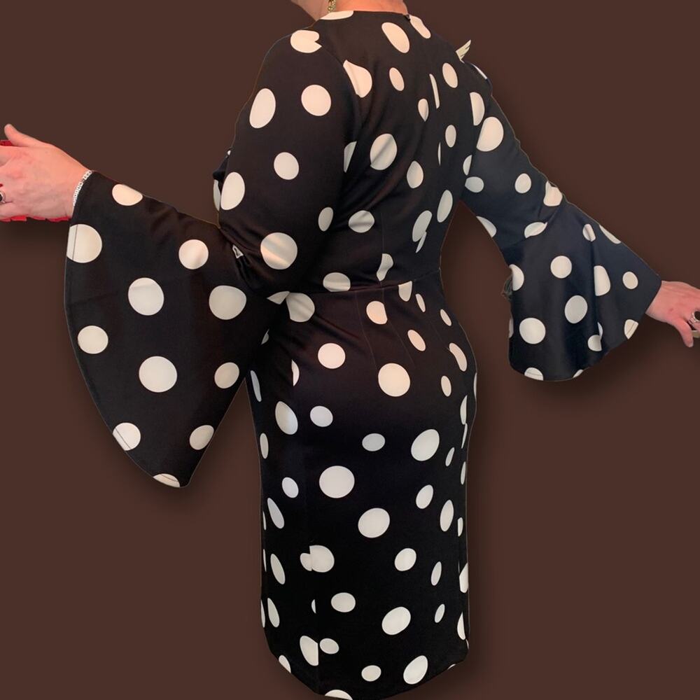 Polka Dot Dress Size 18 NEW ELOQUII Scuba Dress Black and White - Picture 5 of 15